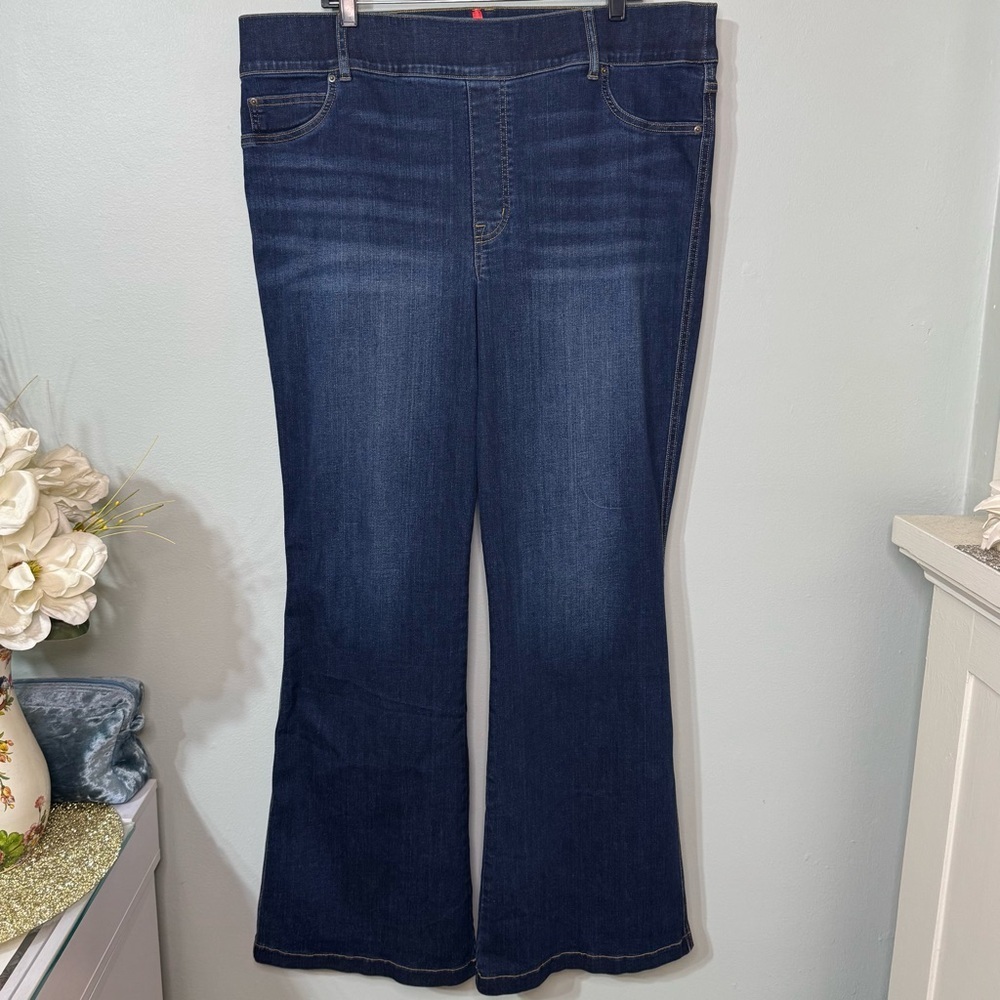 Spanx High Rise Flare Jeans Midnight Shade Shaping Slimming Pull On Size 3X - Picture 5 of 13